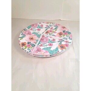 NEW Set Of 4 MELAMINE Dinner Plates Floral Theme 11"
